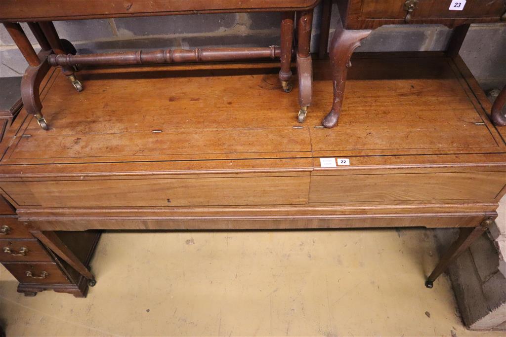 Longman and Broderip, London. A George III inlaid mahogany square piano, width 156cm, depth 56cm, height 84cm
